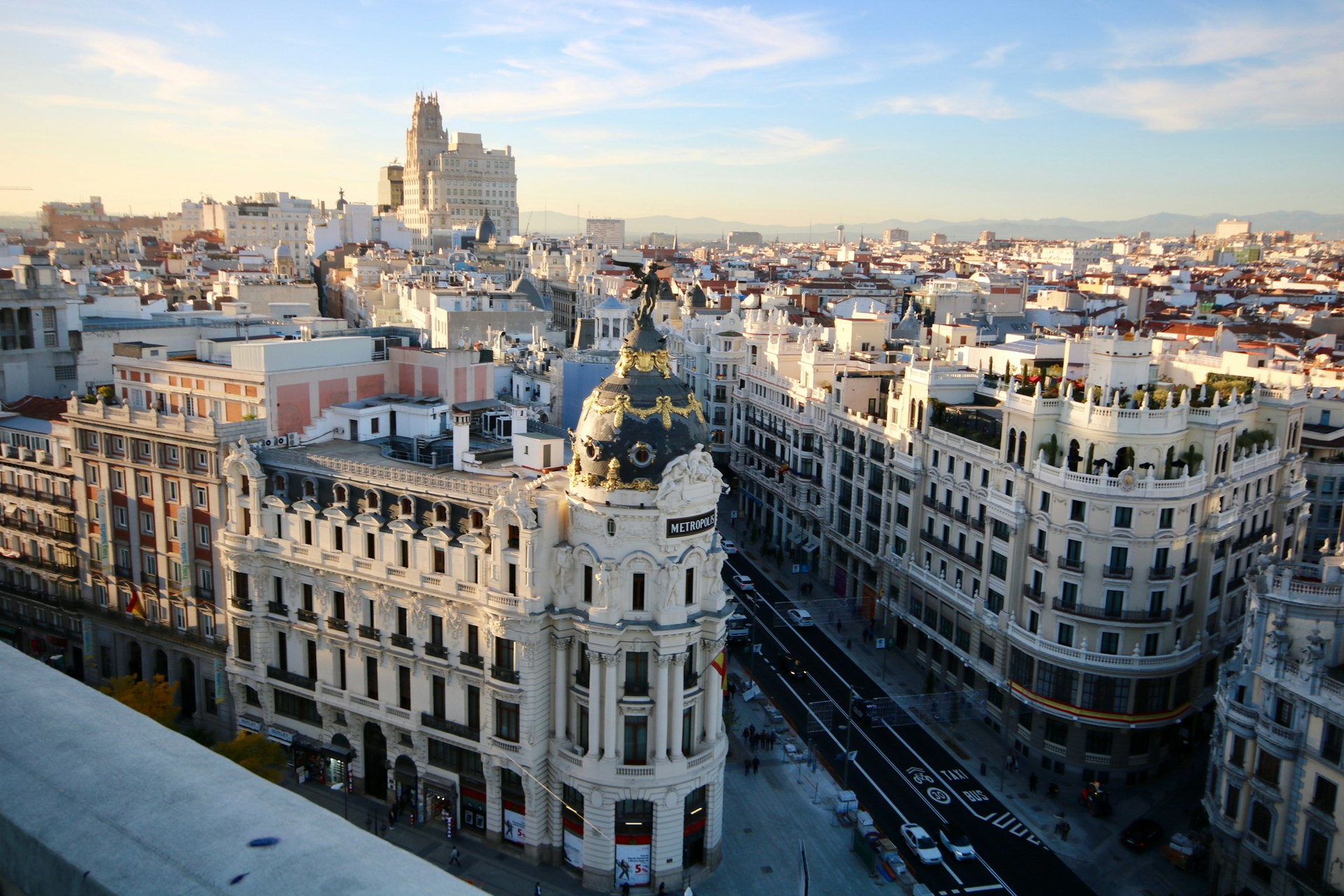 Vista aérea de Madrid al atardecer